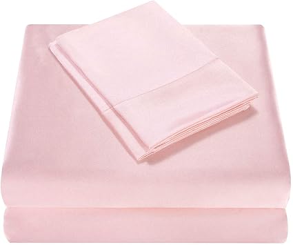 5PCS Satin Split Cal-King Sheets Set for Adjustable Bed High Thread Count Luxury Bedding Set,Split Cal-King Blush Pink Sheets Set-Soft Bedsheets and Pillowcase,Fits Mattress Upto 16''Deep Pockets