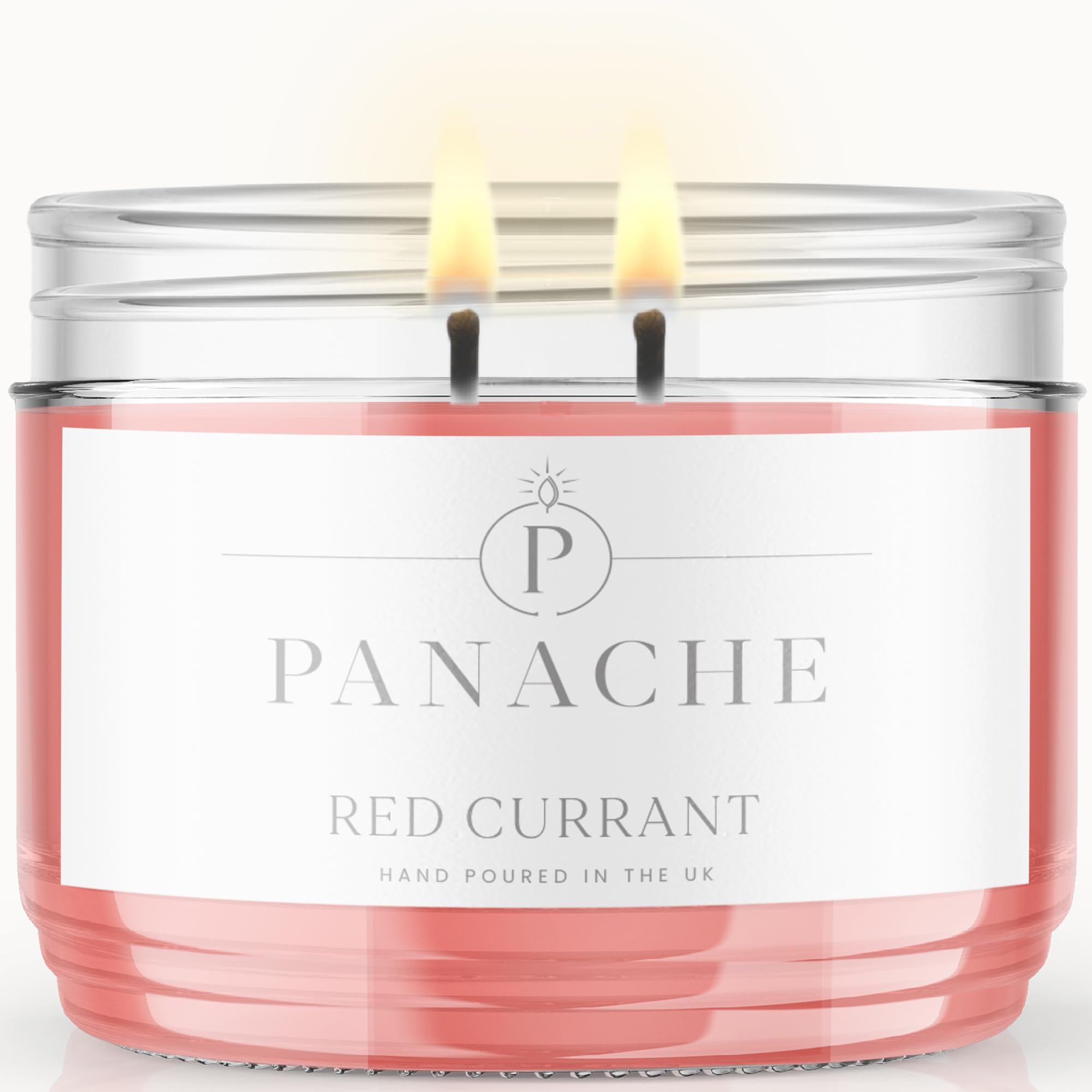 Panache Red Currant Scented Candle, Double Wick Soy Wax Candle, 48 Hour Burn Time, Hand Poured in UK
