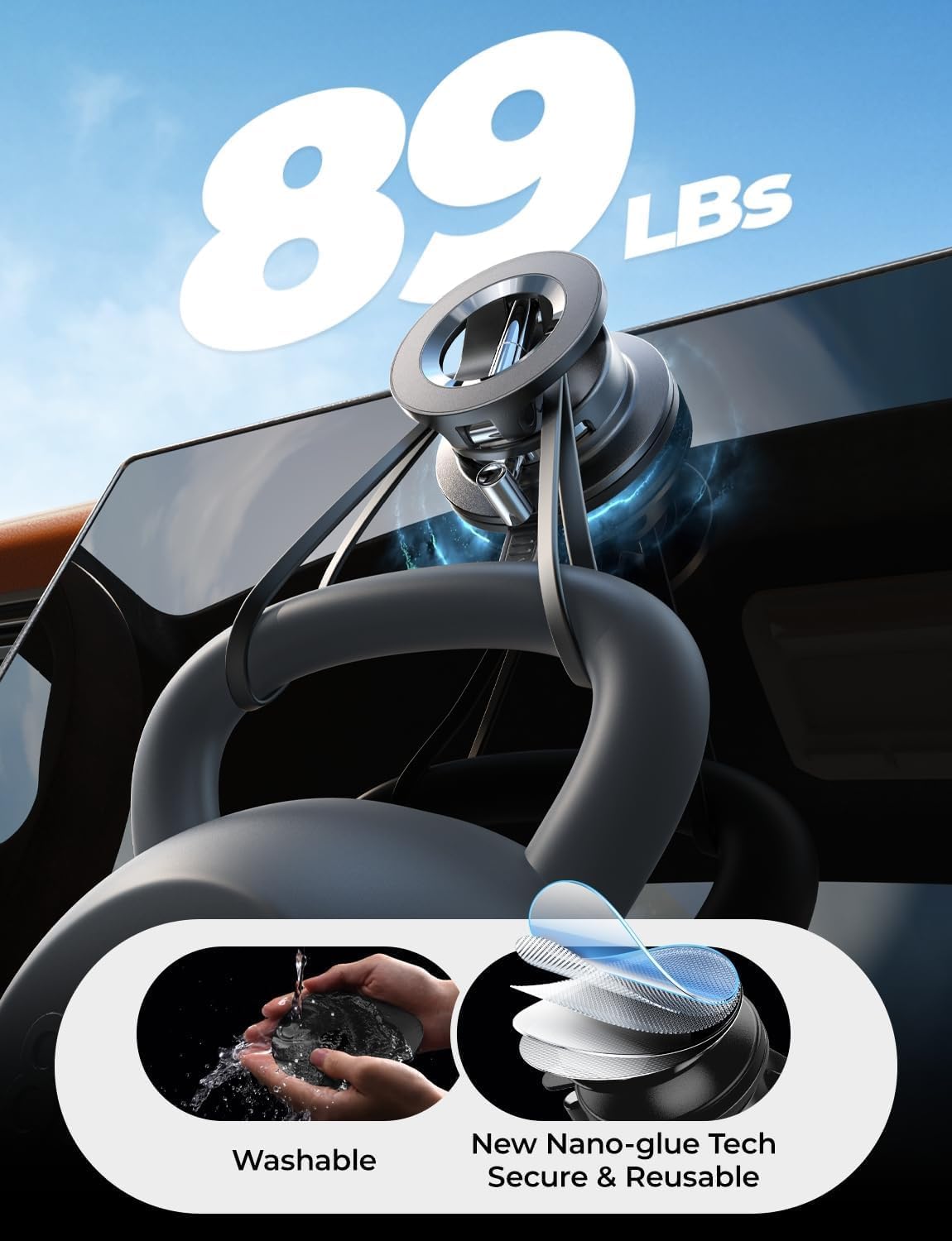 LISEN 2 Pack for Magsafe Car Mount, Magnetic Phone Holder for Car, Strong Magnetic Car Phone Mount, 89 LBS Suction Phone Mount Vacuum, Dashboard Gifts Phone Holders for Your Car Mount for iPhone 17 | 2400gf Strong Magnetic Power, 360° Adjustable Dashboard & Windshield Car Phone Holder for Jeep SUV Truck BMW Car Accessories 3 61FGTOT05ML. AC SL1500