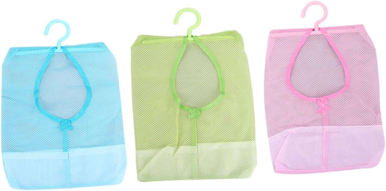 3pcs Multifunctional Drying Net Bags for Laundry and Toy Storage Breathable Mesh Hanging Organizers for Pillows Clothes and More Green