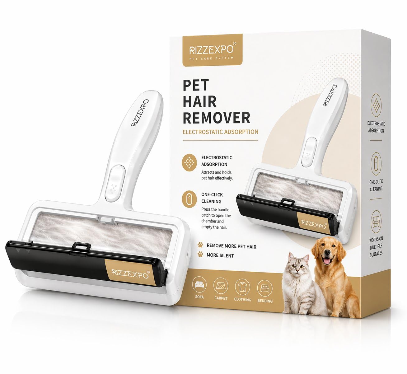 Herramienta para quitar pelo de mascotas, rodillo de pelusas para pelo de gatos y perros, ideal para muebles, alfombras, ropa y ropa de cama, removedor de pelo de mascotas, removedor de pelo