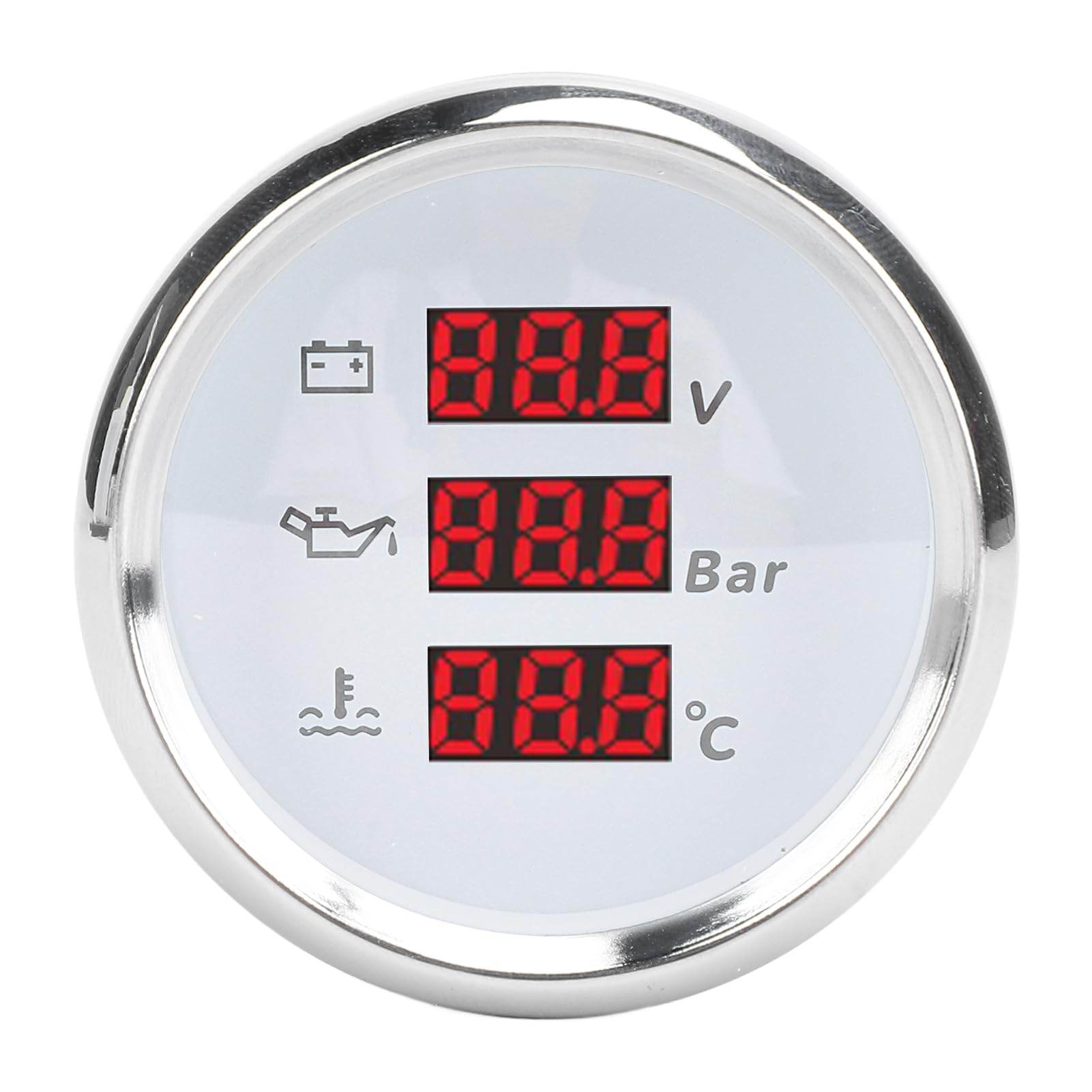 Digital, Medidor de Temperatura de Presión de Aceite de Voltaje de 52 Mm, Retroiluminación Roja, Voltímetro de Presión de Aceite de Temperatura Digital para Barco, Yate, RV, 9 a