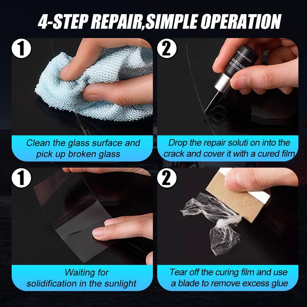 Cracks Gone Glass Repair Kit, 2026 New Windshield Repair Kit for Chips and Cracks, Glass Repair Fluid Nano Fluid Filler for Star Shaped Crack and Repairing Chips (2pcs)
