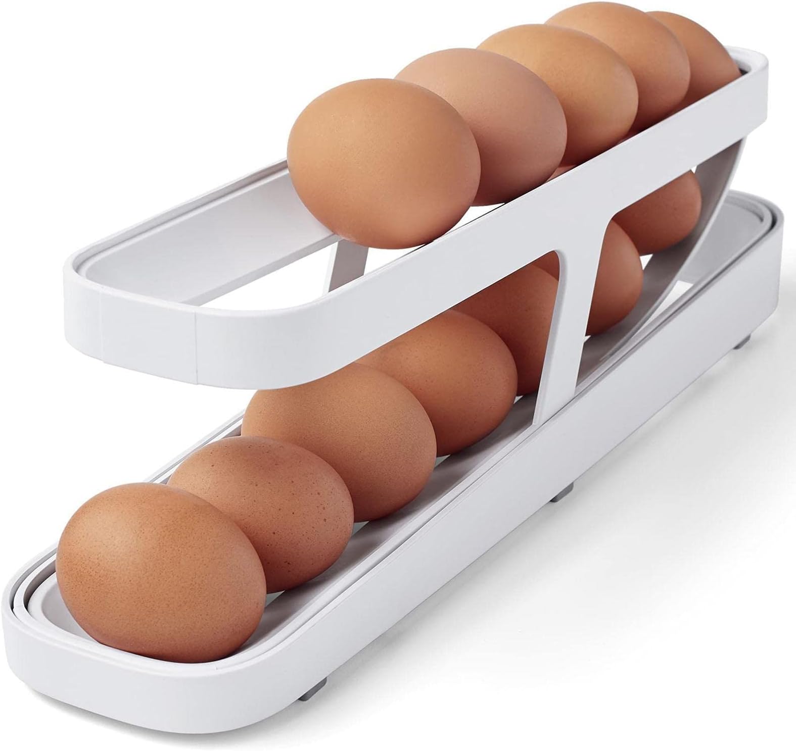 3 Pcs Fridge Egg Organizers And Storage,Egg Holder Fridge,Egg Storage Rolling Egg Dispenser, 2 Tier Egg Rack Egg Storage Container,Slim Egg Container Tray For Refrigerator Door (Holds 12-14 Eggs)