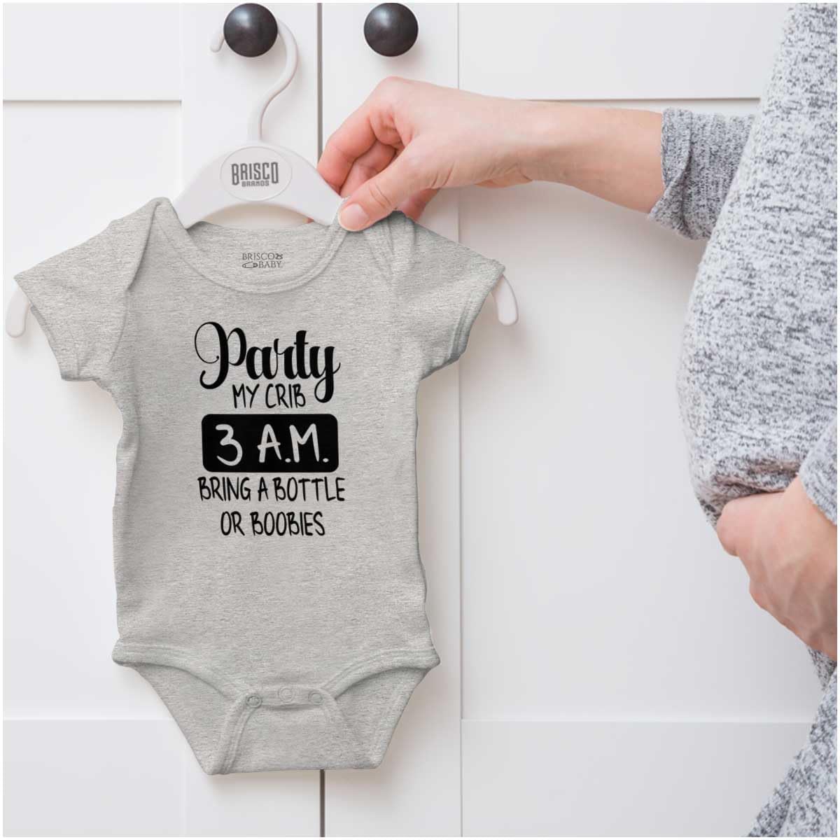 Brisco Brands Party at My Crib 3 A.M. Feeding Funny Baby Romper Boys or Girls