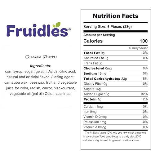 Miniatura 2 de Fruidles Gummi Teeth Candy, deliciosas gomitas de sabores de frutas (media libra)