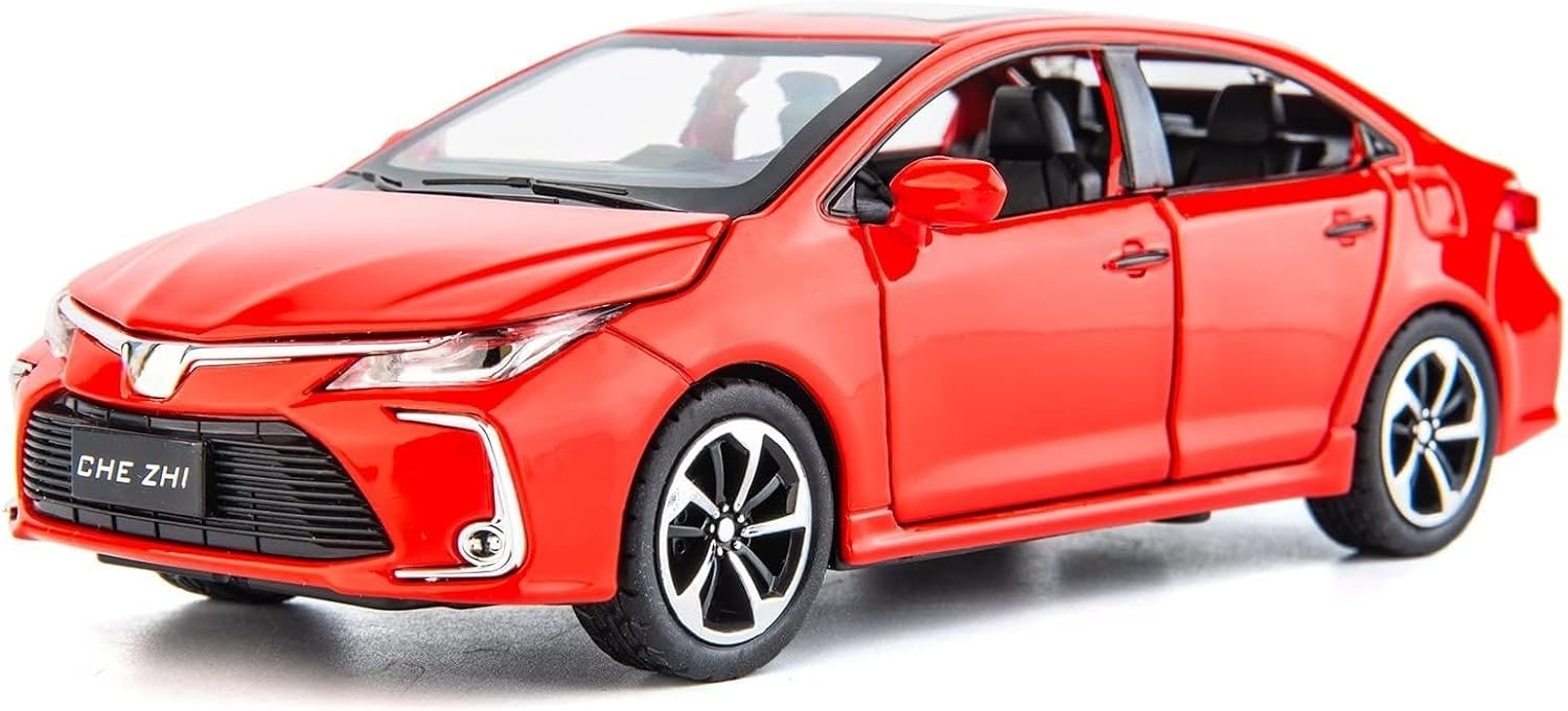 BDTCTK 1:32 Collectible Toy Model Car, Zinc Alloy Pull Back Toy Car with Sound and Light for Kids Boy Girl Adults Red
