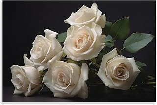 Pinturas coloridas de rosas sobre lienzo, arte de pared de granja con flores frescas y plantas naturales, póster de decoración de pared para decoración del hogar