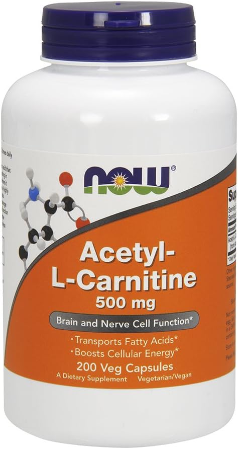 NOW Foods Acetyl L-Carnitine 500mg, 200 Vcaps, Pack of 2 : Health & Household