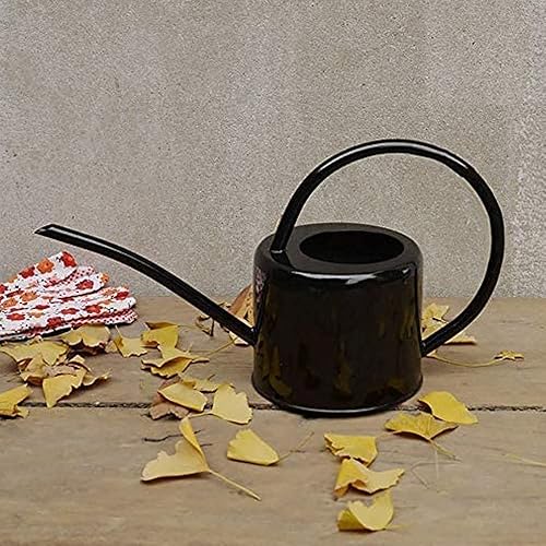 Miniatura 2 de Regadera de metal, estilo retro, magnífica boquilla larga, regadera de hierro, herramienta de jardinería de 1.7 L (verde negruzco)