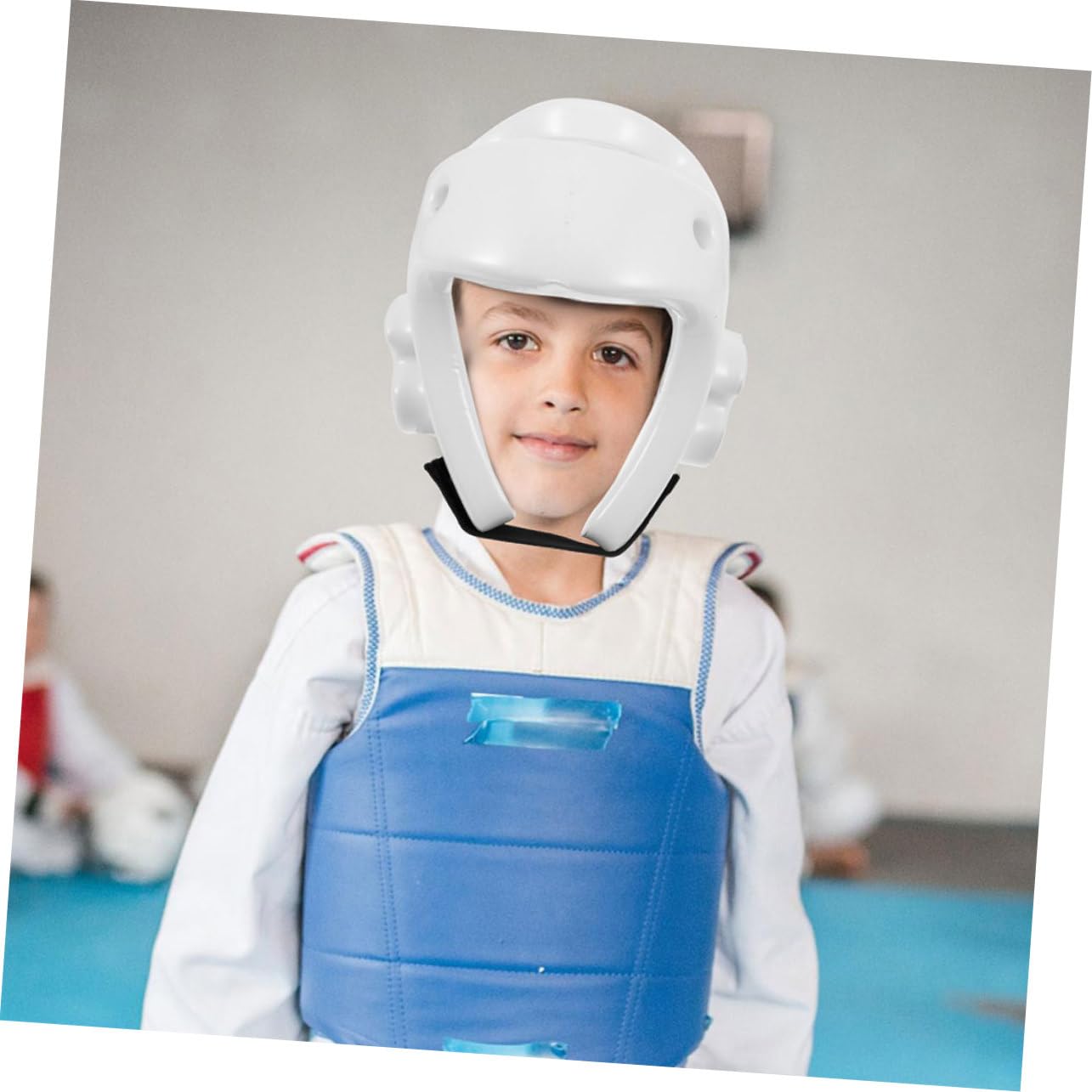UKCOCO Casco de Boxeo para Niños Seguro y Ajustable de PU Blanco, Equipo de Protección Adecuado para Entrenamiento de Karate y Hockey sobre Hielo