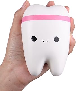 Anboor 4.4" Squishies Jumbo Kawaii Teeth Slow Rising Squishy Tooth Toy for Kids Soft Scented Stress Relief Cute Squeeze Squish Toy Dentist Gifts 1 Pcs Color Random