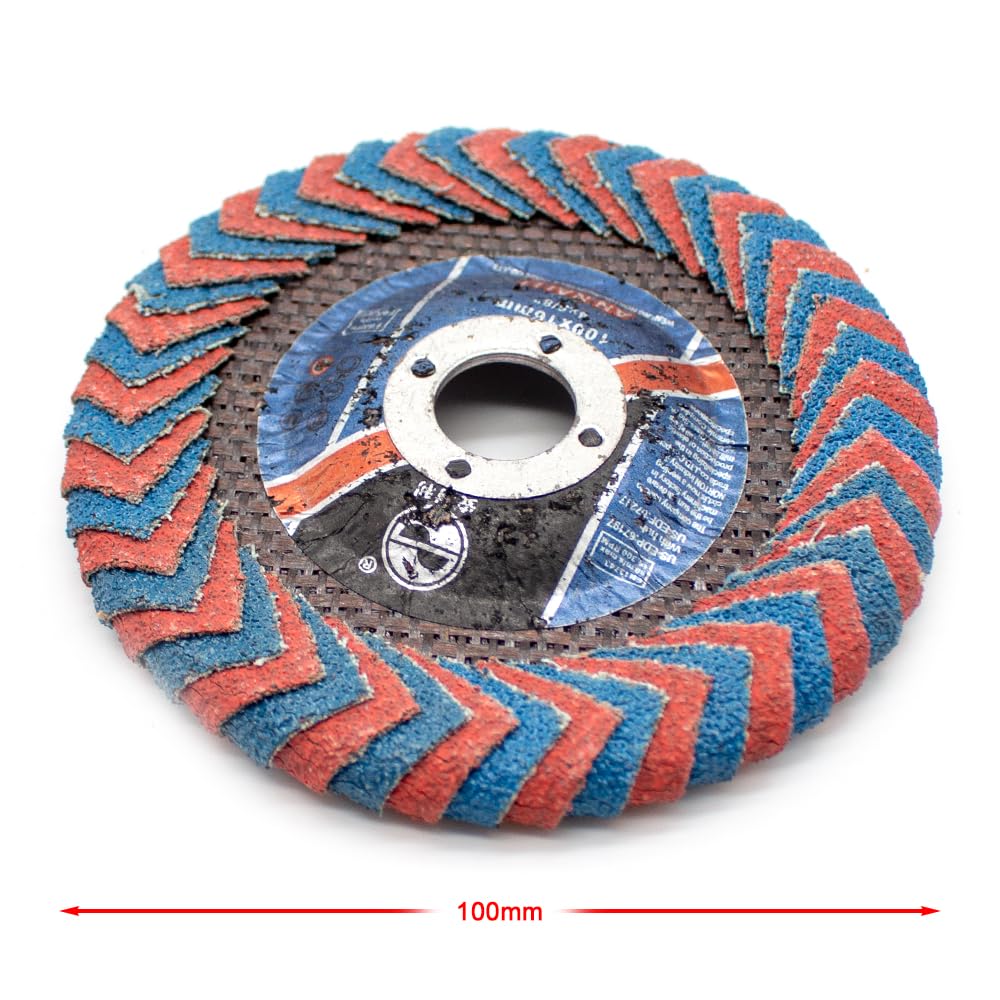 Toplionace 10 Pièces Roue de Polissage en Acier Inoxydable en Métal Incurvé Meule Plate D'angle R Meuleuse D'angle Disques à Lamelles de Ponçage 100x16mm (60 Mailles)