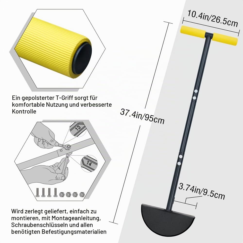 Colwelt Rasenkantenschneider, Half Moon Kantenstecher Rasen mit weichem T-Grip, Manueller Kantenstecher für Gras, der Bürgersteige, Einfahrten, Gärten, 96 cm grenzt