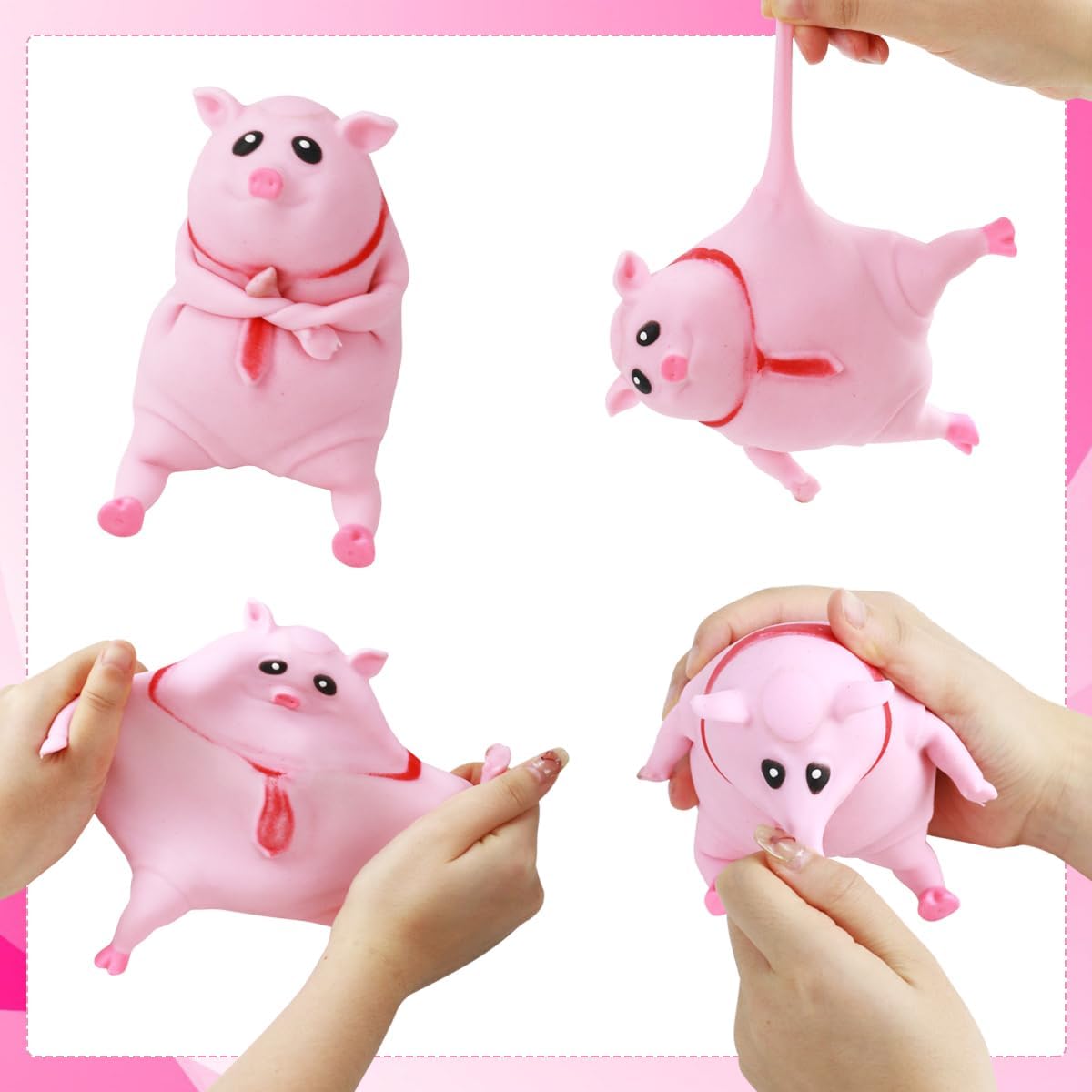 3 Jouets Anti-stress Animaux Squeezables - Panda, Chiot, Cochon | Pour Adultes Et Enfants