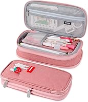 Vista 8 de iSuperb Estuche plegable para lápices con cremallera de gran capacidad, bolsa de lona estética, compartimentos para organizar artículos