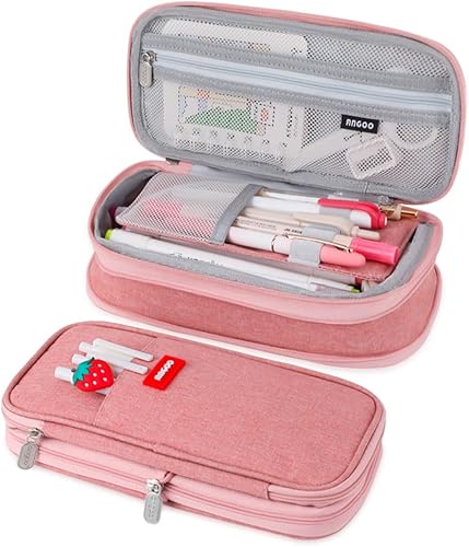 Miniatura 9 de iSuperb Estuche plegable para lápices con cremallera de gran capacidad, bolsa de lona estética, compartimentos para organizar artículos de