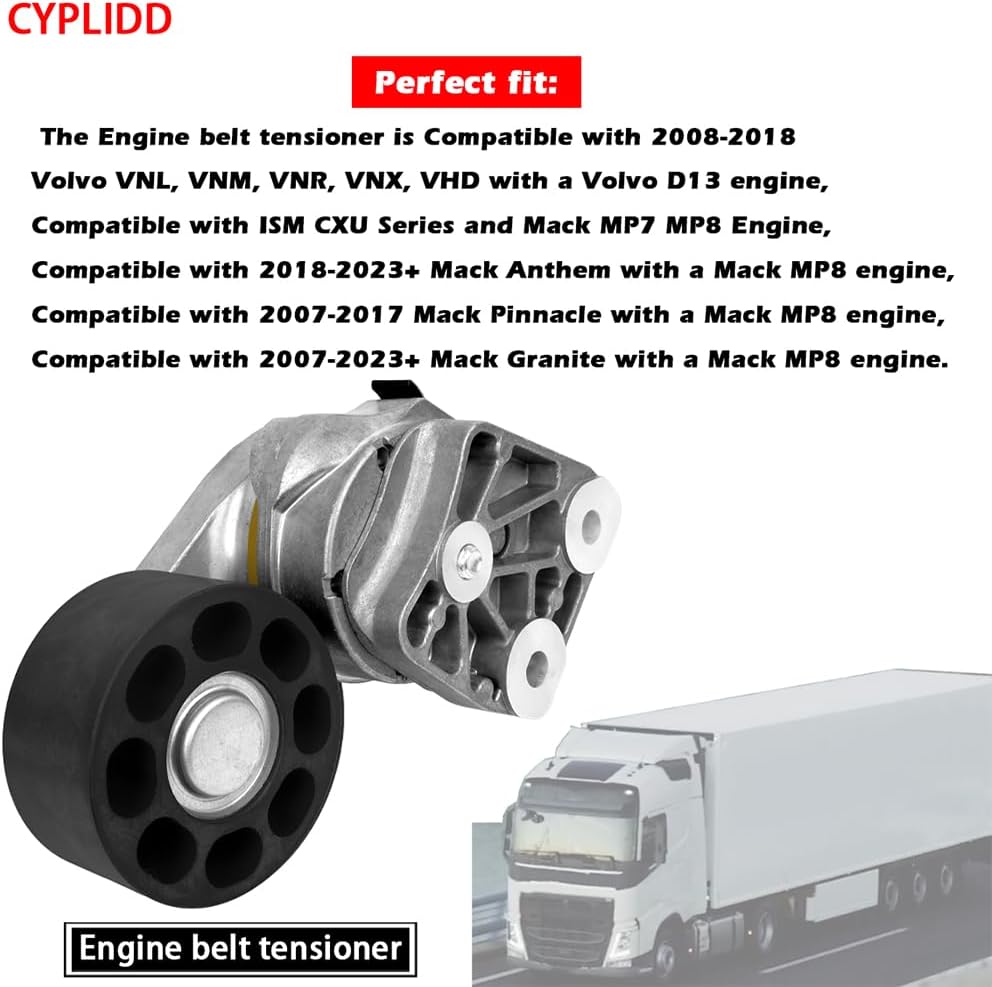 23669027 A/C Belt Tensioner Compatible with Volvo D13 engine Mack MP8 engine, 21454379 Engine Belt Tensioner Made of Quality Cold Steel