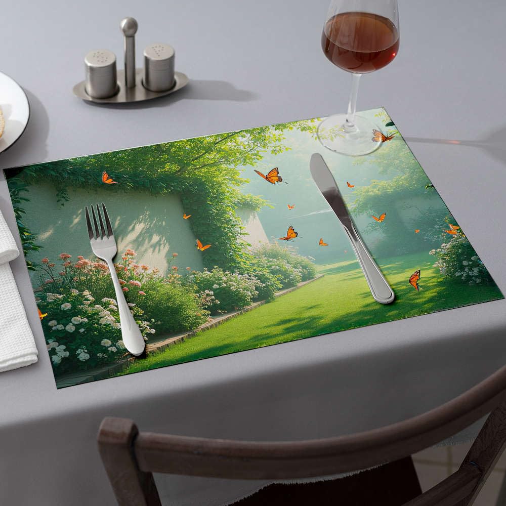 Linge de table papillons avec sets de table lavables et décoration florale d'été - 4