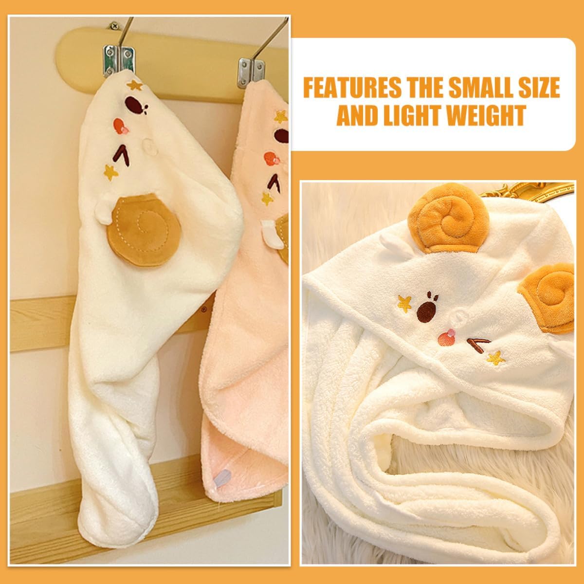 Coral Fleece Hair Towel Wrap Fast Dry Hair Turban Cap Soft Absorbent Hair-Drying Hat for Bath and Travel White 25x63cm
