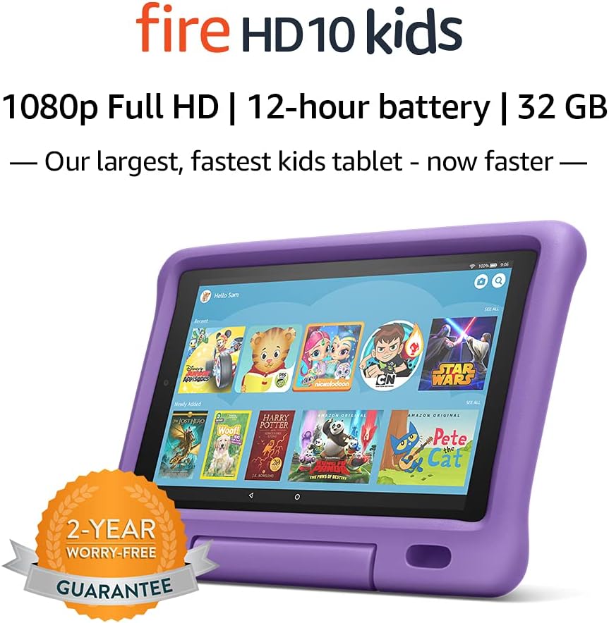 Fire HD 10 Kids Tablet – 10.1” 1080p full HD display, 32 GB, Purple Kid-Proof Case (2019 Release) image