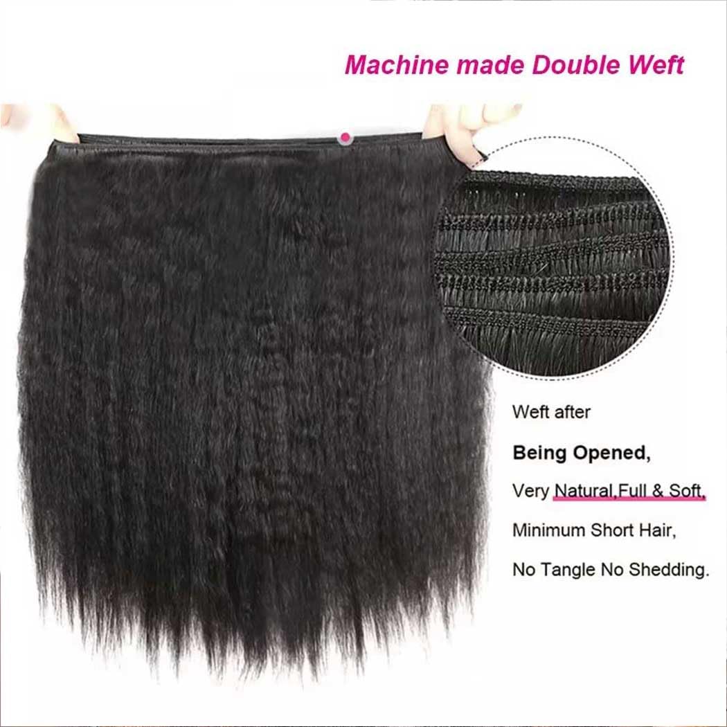 Kinky Straight Bundles Human Hair 20 22 24 Inch Brazilian Virgin Yaki Straight Bundles Human Hair 100% Unprocessed Natural Color for Black Women