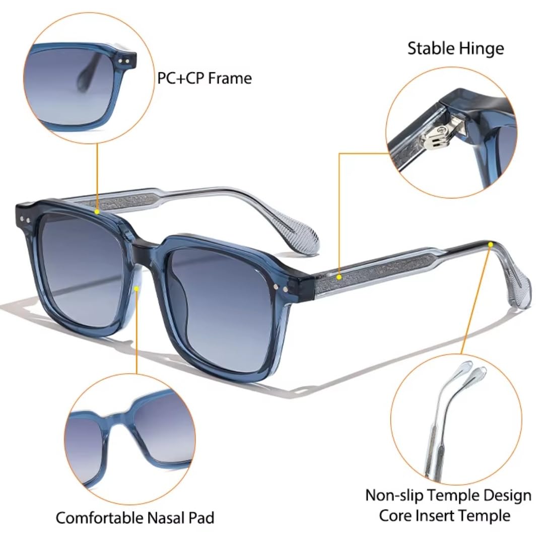 Gafas de sol retro de moda para hombre, montura cuadrada grande, gafas de sol para mujer, gafas de sol para exteriores, viajes, fiestas y compras.
