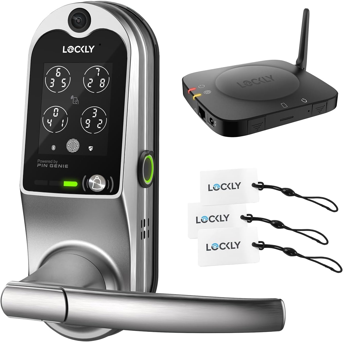 Lockly Smart Lock Vision Latch Full HD Video Camera Doorbell Fingerprint Keyless Entry Door Lock Keypad Secure Scan APP Control RFID Card with WiFi Hub – PGD698LLSN