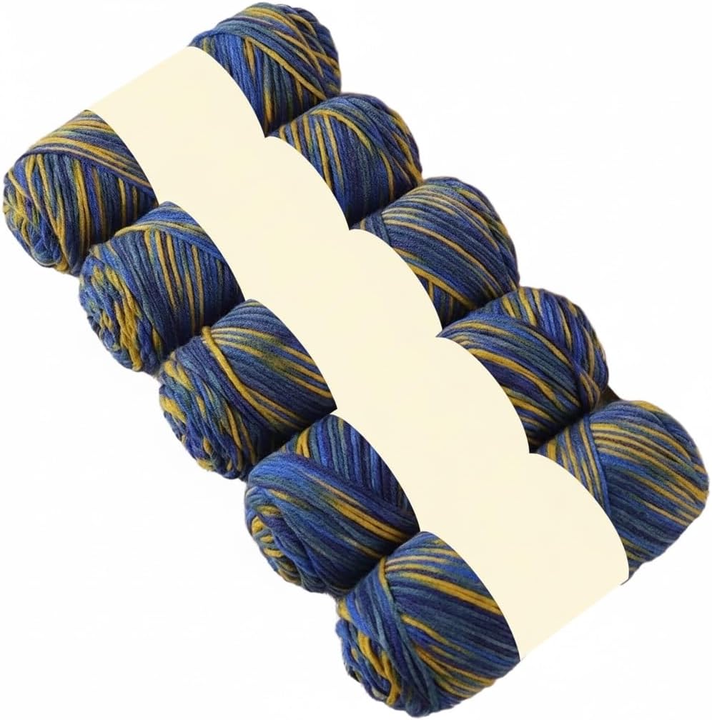 5 Rolls 100g 5-Ply Space Dyed Acrylic Blend Yarn for Crocheting Craft Cord 150m(01)