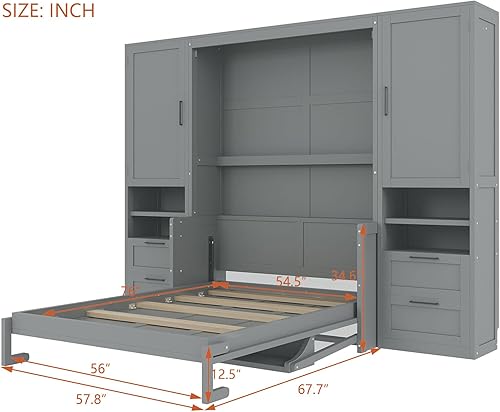 Miniatura 2 de DNYN Litera completa con nido de tamaño individual literas de madera maciza marco de cama con barandillas de seguridad para niños y adultos no