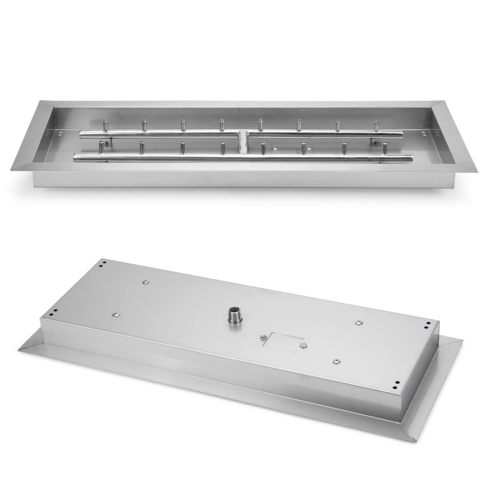 Stanbroil 30" x 10" Drop-in Fire Pit Burner and Pan, Upgrade Stainless Steel Jet Burner for a Brighter, Higher Flame, 125k BTU Max