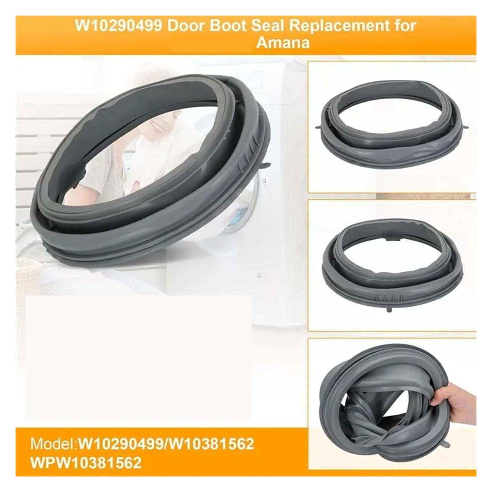 Compatible con Whirlpool, Junta de Puerta WPW10381562 Lavadora | WPW10381562/W10290499 maletero de puerta, junta de arandela, pieza de repuesto