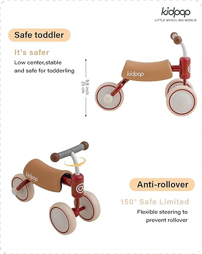 Miniatura 15 de kidpop Bee Baby - Bicicleta de equilibrio para niños de 1 año, juguetes de paseo para primer cumpleaños, primera bicicleta (blanco)