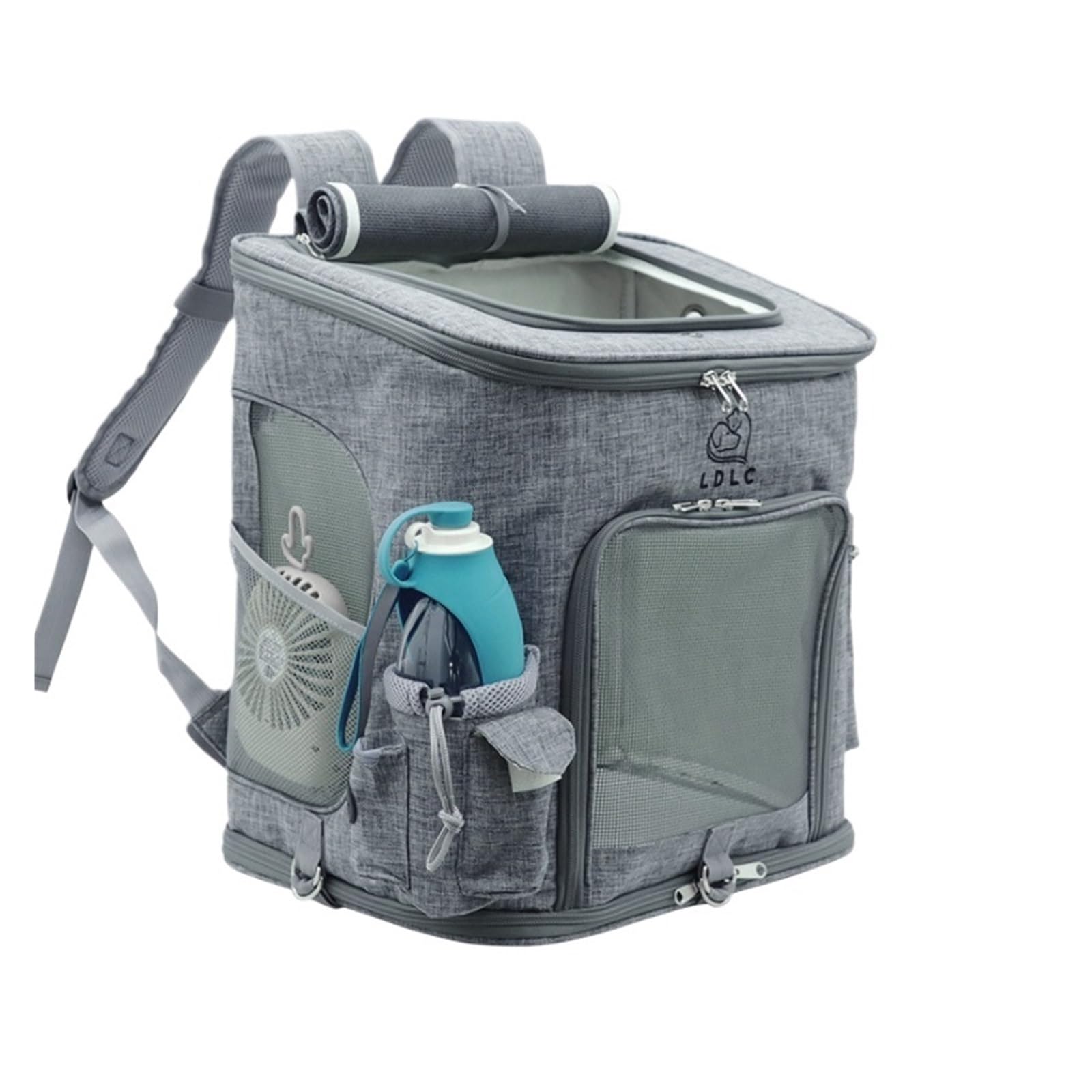 Sac de voyage pour animaux en randonnée et weekend avec votre grand chat gris