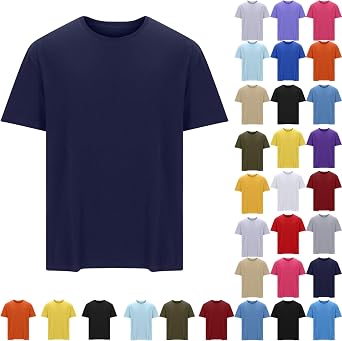 Mens Casual Shirt Short Sleeve Fashion Basic Cotton Shirts Casual Solid Crewneck Athletic Gym Workout Tee Tops
