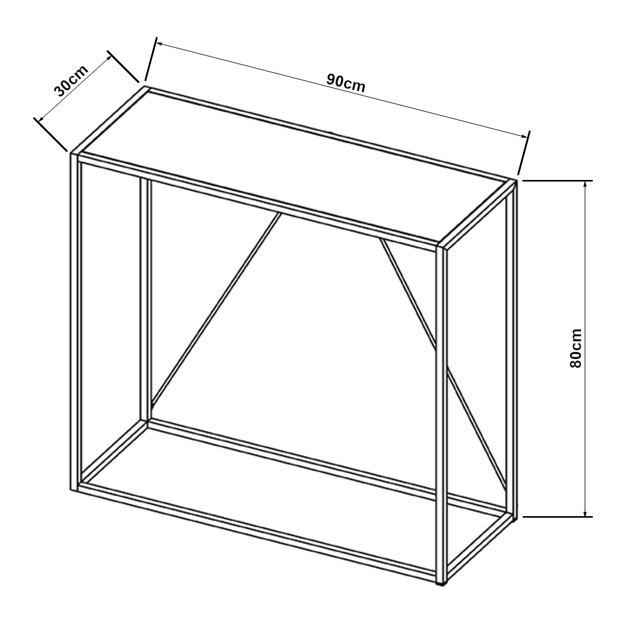[en.casa] Mesa Consola Mueble de Entrada Moderno Robusto para Oficina Pasillo Recibidor Montaje Rápido Acero 90 x 30 x 80 cm - Negro