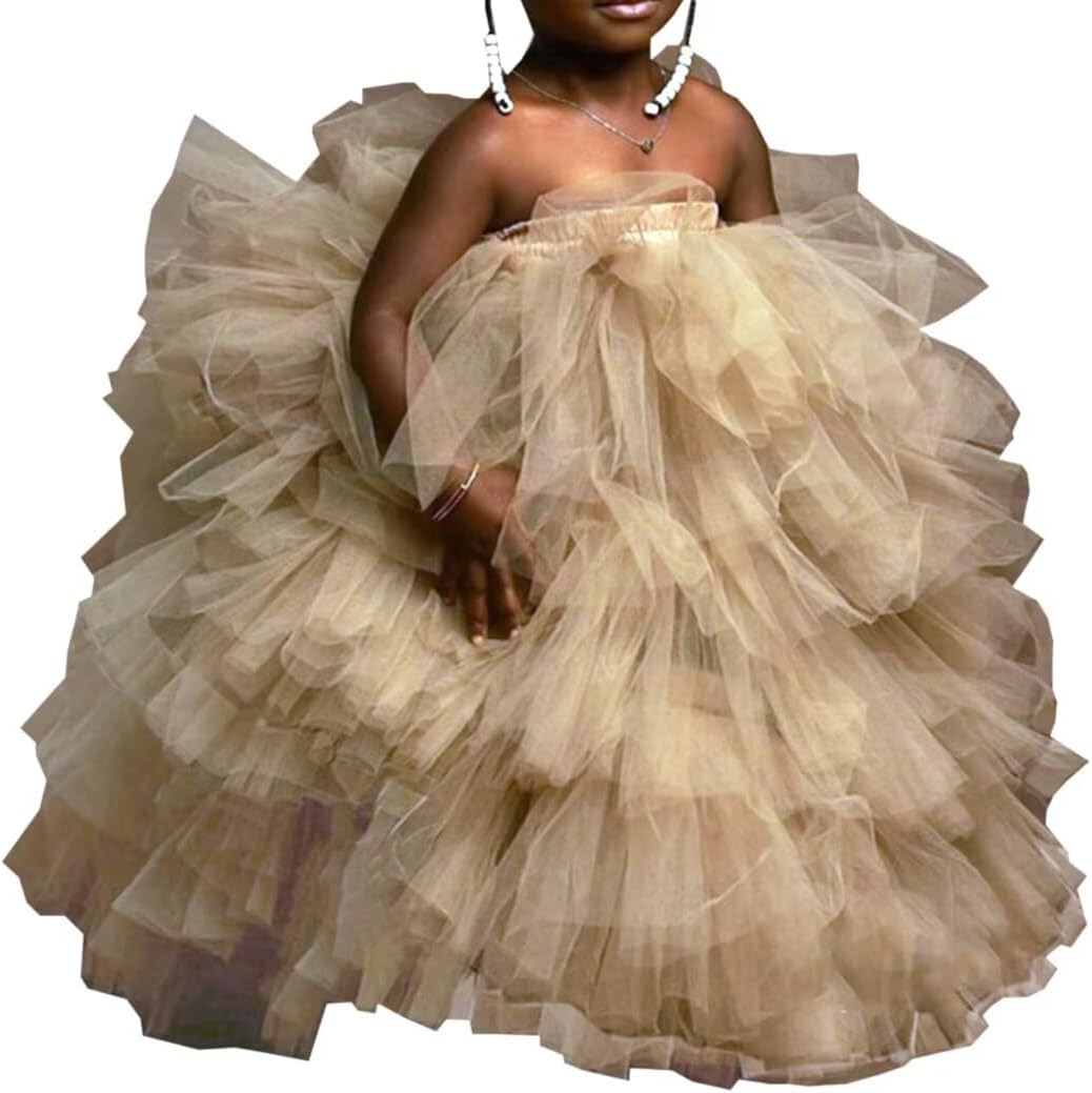 WDPL Girls' Puffy Tiered Layers Party Tulle Skirt
