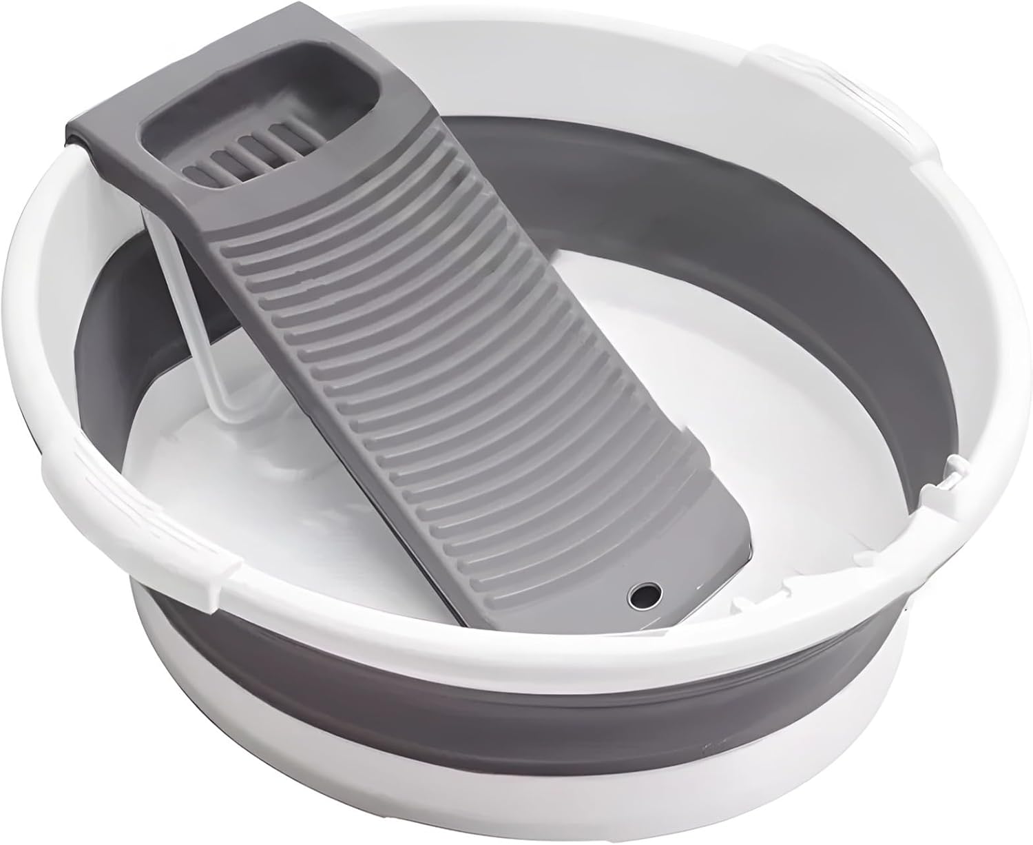 Portable Foldable Wash Basin with Washboard, Laundry Basin with Drain, Space-Saving Design for Home, Ideal for Hand-Washing Small Items