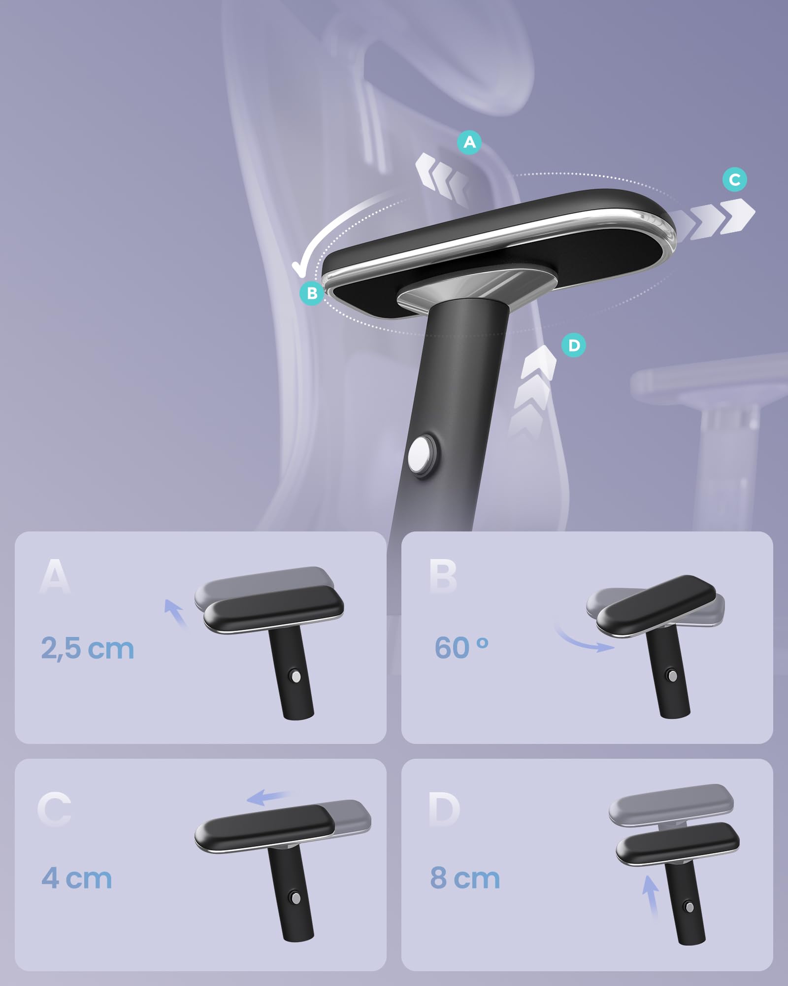 SONGMICS Ergonomiczny fotel biurowy, fotel gamingowy, regulowane podparcie lędźwiowe, zagłówek, podłokietniki, odpowiedni dla osób o różnych gabarytach, nośność do 150 kg, kolor czarny OBN067BH01