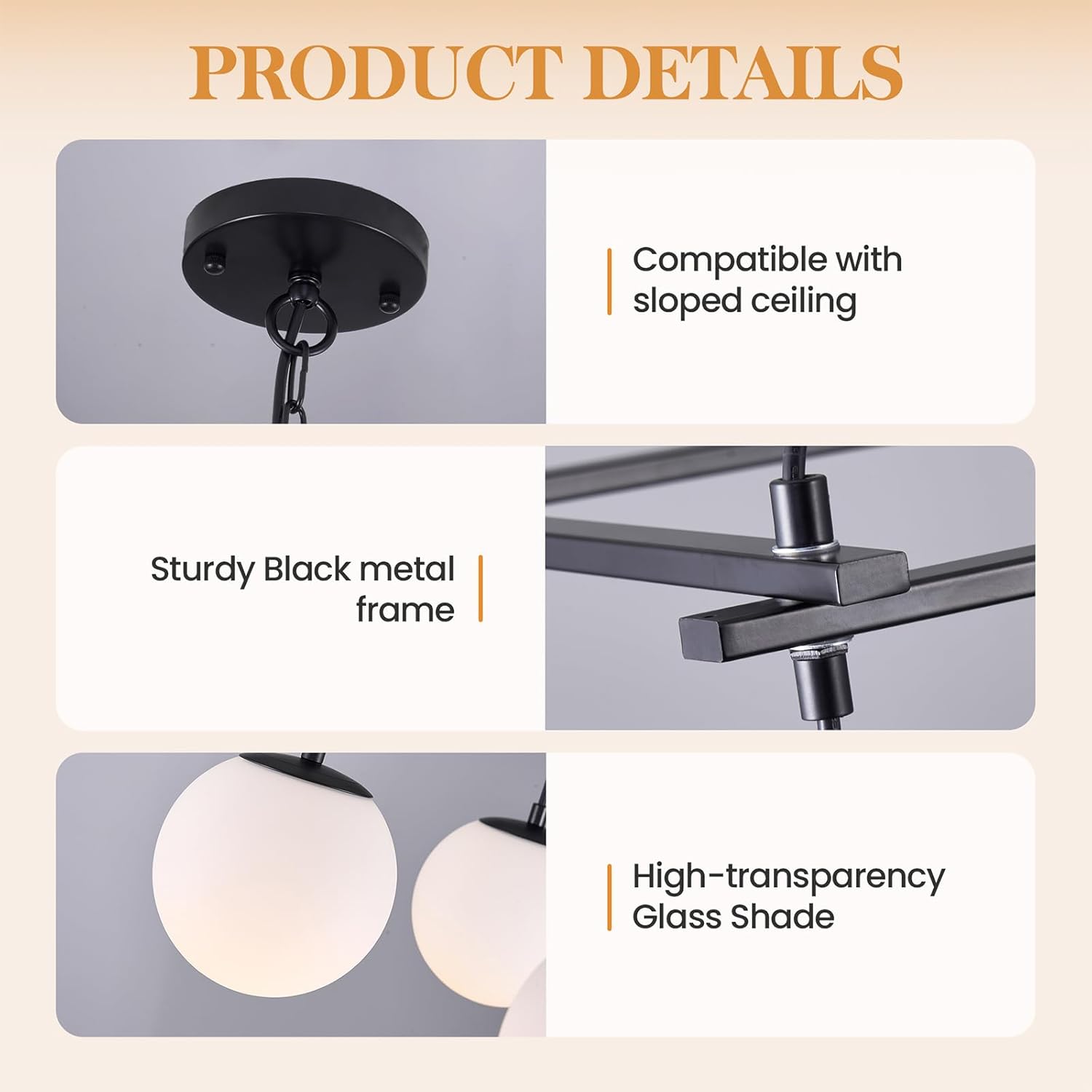 WJShome 6-Light Modern Chandelier Ceiling Light Fixture Sputnik Chandeliers Black Farmhouse Chandelier Over Table Height Adjustable Chandeliers for Dining Room, Living Room,Kitchen Island