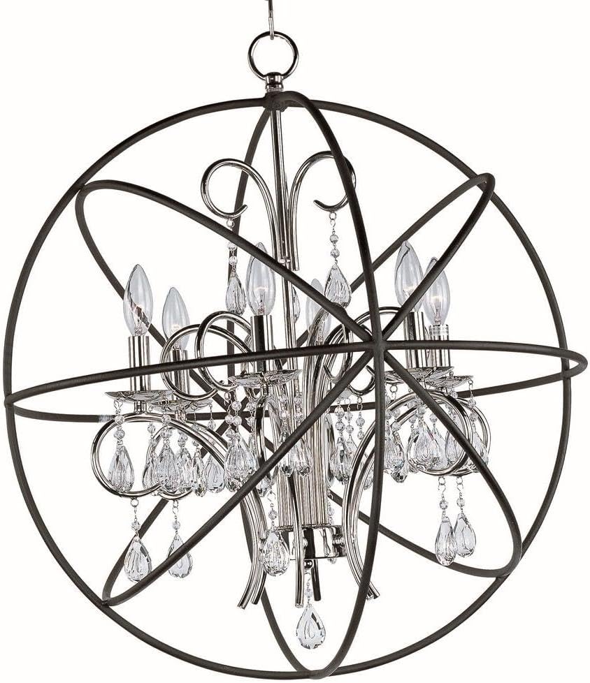Maxim Lighting Orbit Chandelier | Polished Nickel Finish | Transitional Indoor Light Fixture | Ideal for Dining Rooms & Entryways | Home Decor Ceiling Fixture | Orbit Collection | 25144ARPN