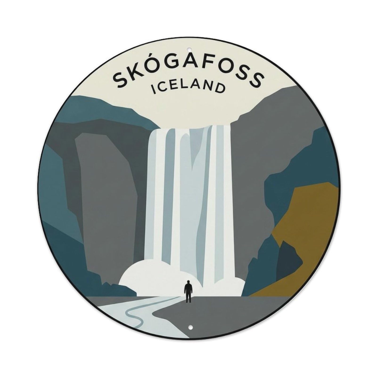 Metal Tin Sign Vintage Travel Skogafoss Iceland Cascade