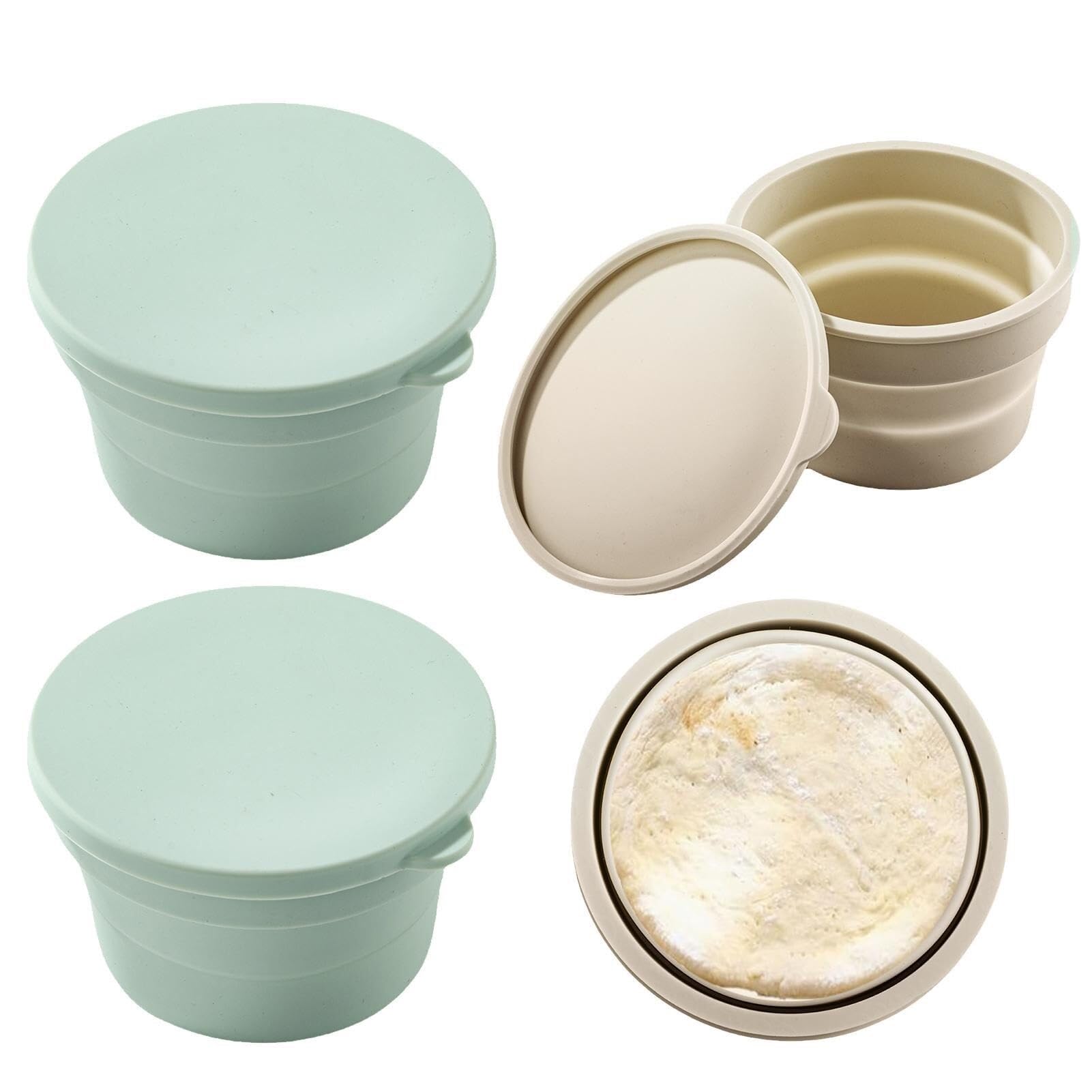 Cestino for Il Pane in Silicone, Ciotole for Impasto - 4 contenitori for Impasto | Ciotole for la lievitazione del Pane, Cestino Rotondo for la Cottura for Bar, Hotel, Cucina
