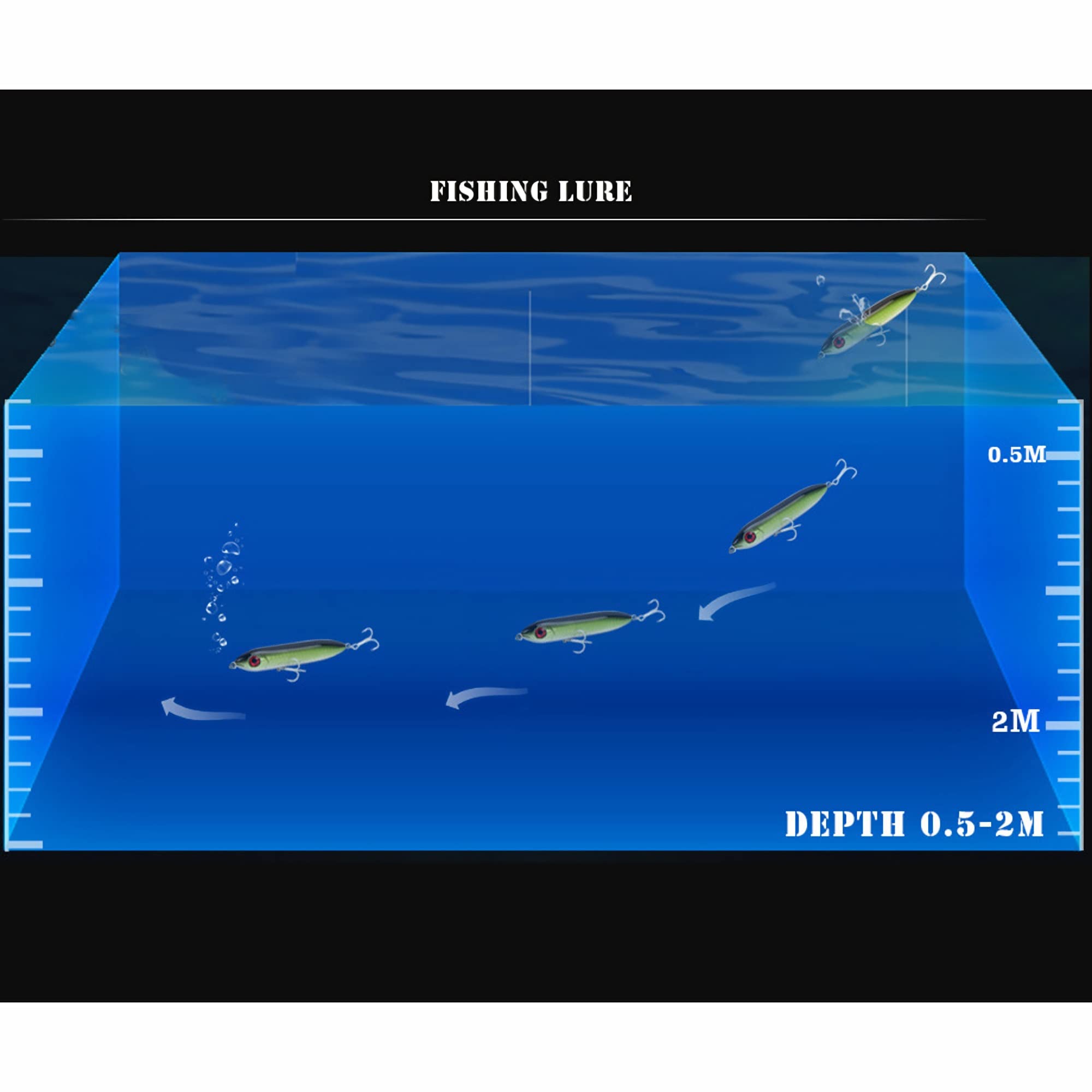 Cebos de Pesca, Señuelos de Pesca de 6 Piezas, plomos de 10 cm/14 g de Tiro Largo, señuelo de lápiz biónico Flotante, Cebo Duro Artificial for Agua Dulce y Salada, Simple y práctico