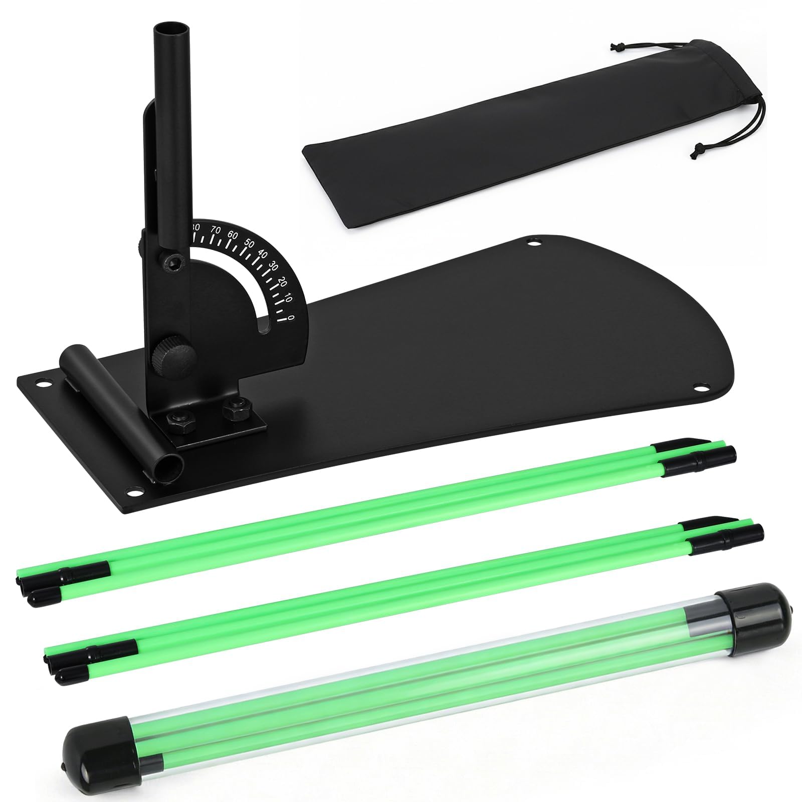Soporte para palos de alineación de golf con ángulo ajustable, ayuda de entrenamiento de swing de golf para apuntar a putt, ayuda de entrenamiento de golf con 2 palos de alineación y bolsa portátil
