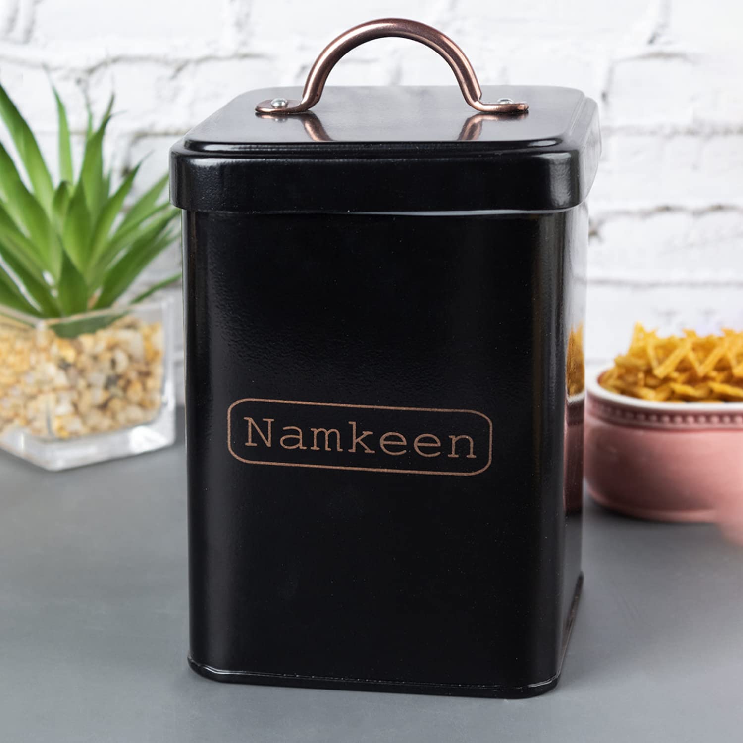 MARKET 99 VON CASA Namkeen Jar, Kitchen Decor, Airtight, Countertop Metal Storage Jar, Black, Mild Steel Medium (B08W1Q17FC) Amazon Price History, Amazon Price Tracker