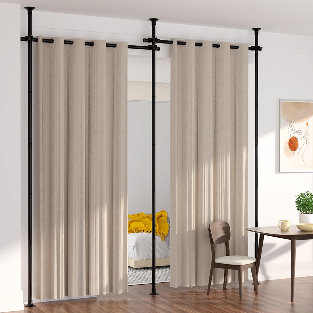 KELIXU Tringle à rideaux de séparation de pièce, sans perçage, 71,1 à 365,8 cm de large x 1,2 à 3 m de haut, séparateur de sol au plafond, support de tension vertical