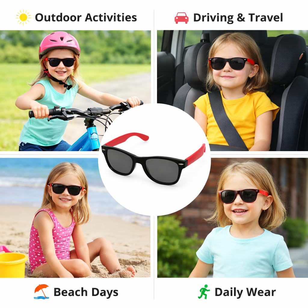 ROZIOR® Gafas de sol para niños y niñas con protección UV para niños de 4 a 12 años