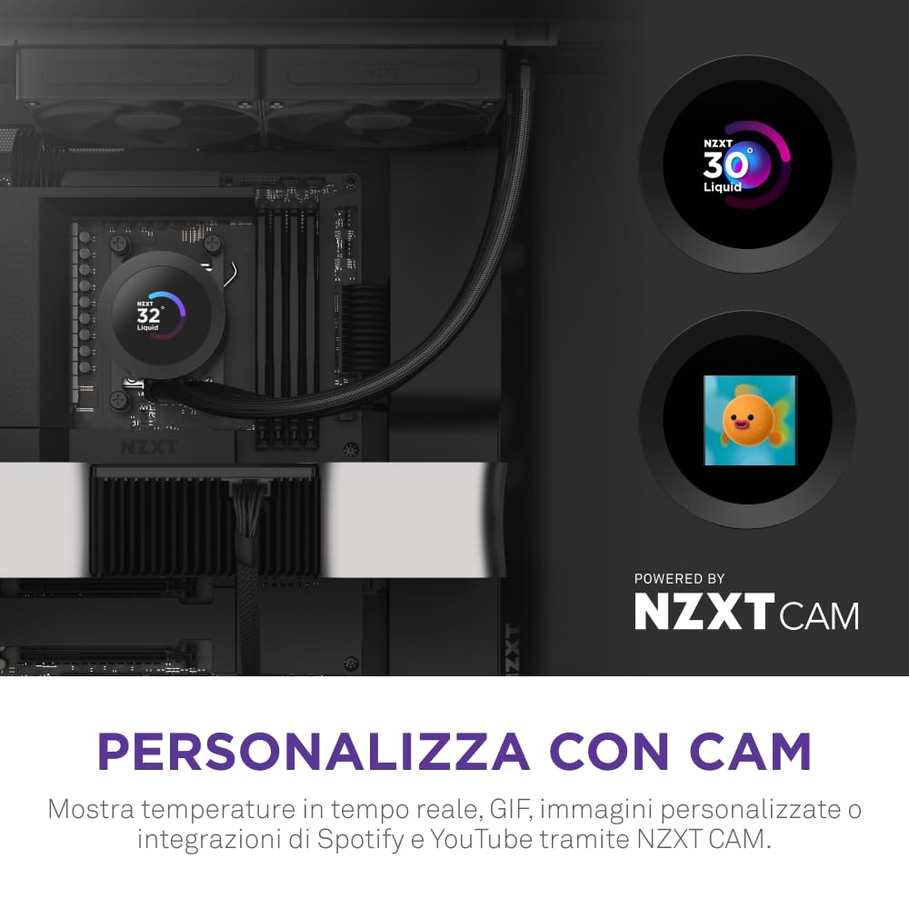 NZXT Kraken Plus 280 – AIO CPU Liquid Cooler – 280mm Radiator – 2 x F140P Fans – Customizable 1.54" Square LCD – AMD® AM5, AM4 – Intel® LGA 1851/1700, 1200/115X – Black