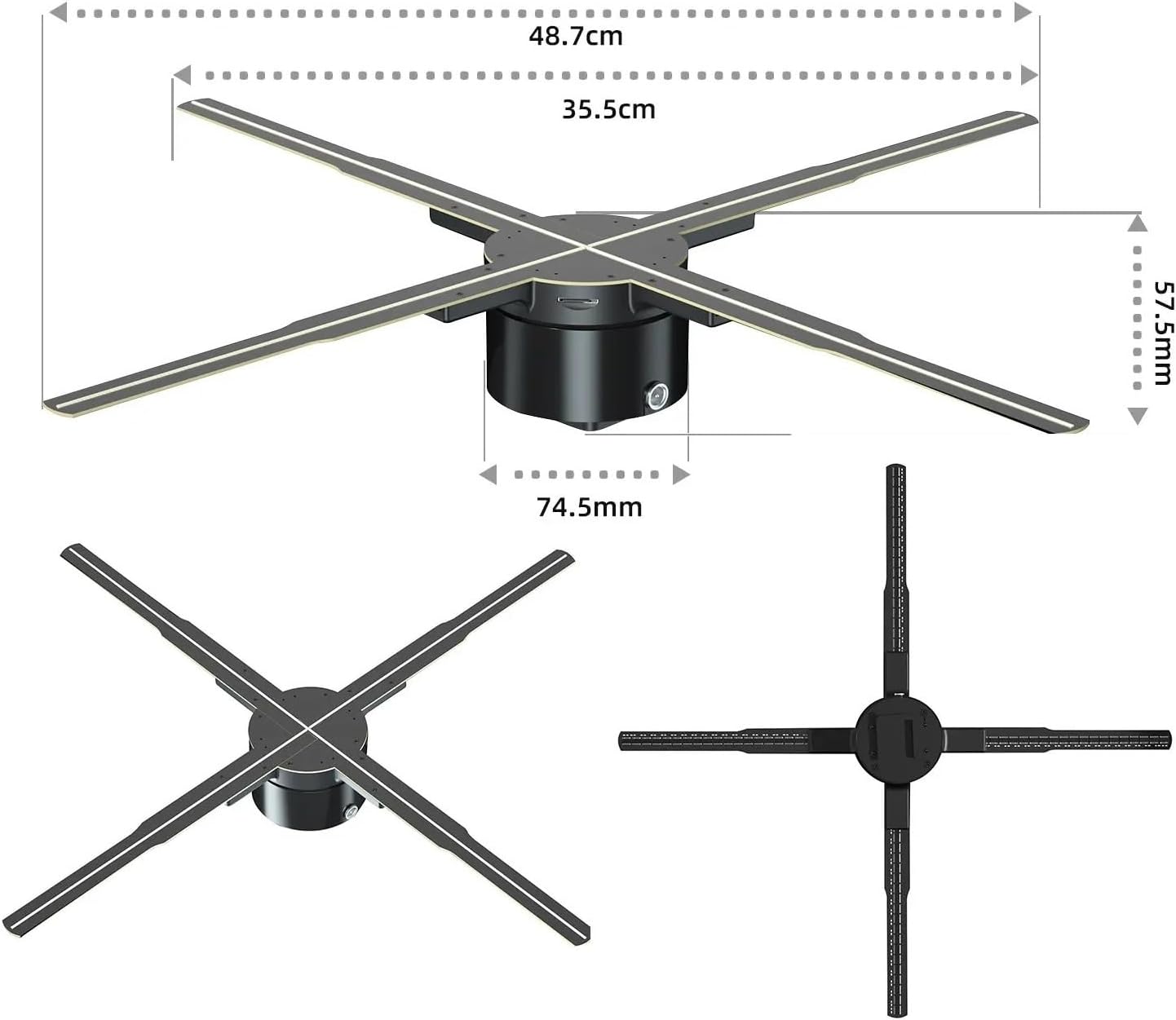 3DHologramFan, 50cm 3D Fan Hologram Projector Commercial Advertising Display Remote Control Holographic for Shop/Bar